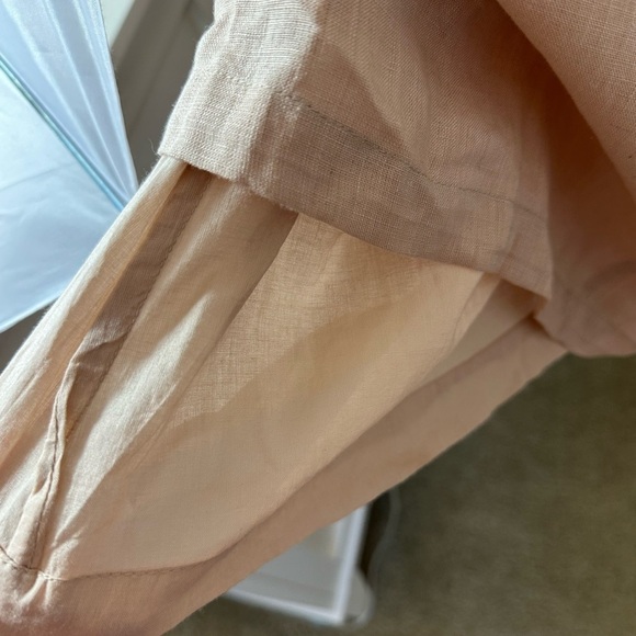 Tularosa | NEW Levy Embroidered Linen Puff Sleeve Mini Dress in Natural pink L - Picture 8 of 8